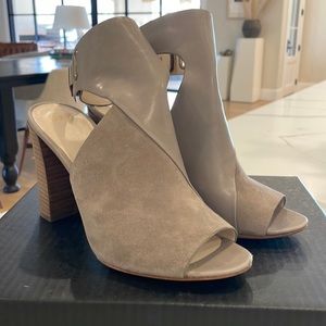 Aeron Suede & Leather Open-Toed Booties